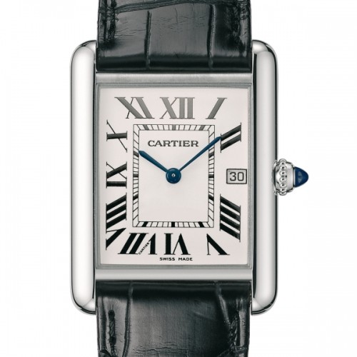 Cartier Tank Louis (WG / Silver /Croc Leather)