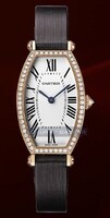 Cartier Tonneau Small (RG- Diamonds / Silver / Leather)