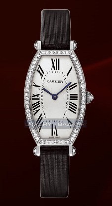 Cartier Tonneau Small (WG- Diamonds / Silver / Leather)
