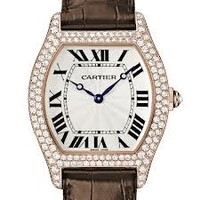 Cartier Tortue Large (RG- Diamonds/ Silver / Leather)