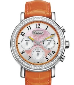 Chopard Elton John Chronograph (SS-WG-Diamonds / Orange / Leather) 178331-2003