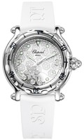 Chopard Happy Snowflakes (SS / White-Diamonds / White Rubber Strap) 278949-3001