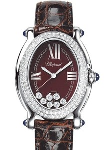Chopard Happy Sport 7 Diamonds (SS-WG-Diamonds / Brown / Leather) 278953-2004