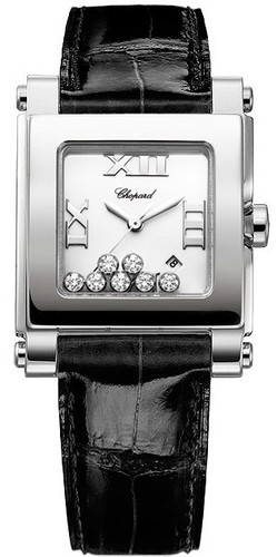 Chopard Happy Sport 7 Diamonds (SS / Black / Leather) 278495-3001