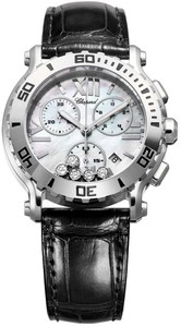 Chopard Happy Sport Chronograph (SS / White-Diamonds / Leather Strap) 288499-3006