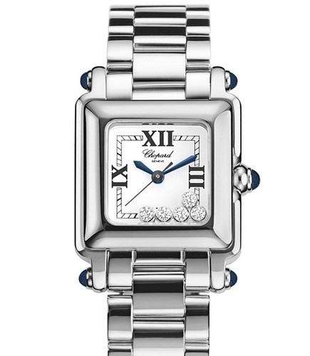 Chopard Happy Sport Classic Square 5 Floating Diamonds (SS / White-Diamonds / SS Bracelet) 278893-3006