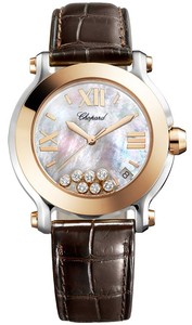 Chopard Happy Sport II Round (RG-SS / MOP-Diamonds / Leather Strap) 278492-9004