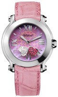 Chopard Happy Sport II Round 278475-3004 (SS / MOP-Diamonds / Leather Strap)