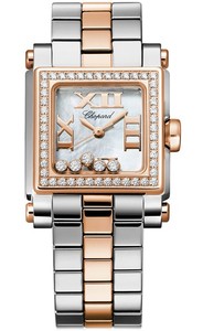 Chopard Happy Sport II Square Small (SS-RG-Diamonds / White MOP-Diamonds / Stainless Steel-RG Bracelet) 278516-6004