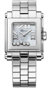 Chopard Happy Sport II Square Small (SS / White MOP-Diamonds / Stainless Steel Bracelet) 278516-3006