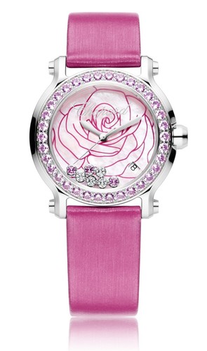 Chopard Happy Sport La Vie En Rose (SS-Sapphires / MOP-Gemstones / Strap) 278475-3030