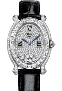 Chopard Happy Sport Oval 7 Diamonds (SS / Diamonds / White / Leather) 277136-1001