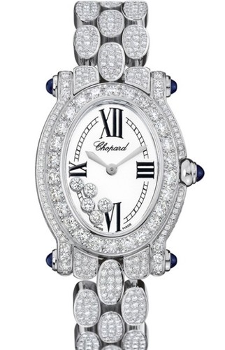 Chopard Happy Sport Oval (WG-Diamonds / Silver / WG-Diamonds) 277467-1001
