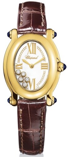 Chopard Happy Sport Oval (YG / Silver / Leather) 277465-0005