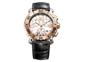 Chopard Happy Sport Round 5 Diamonds Chronograph (RG / SS / Black / Diamonds / Strap) 288499-6001