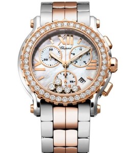 Chopard Happy Sport Round 5 Diamonds Chronograph (RG / SS / White / Diamonds / Bracelet) 288506-6002
