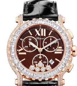 Chopard Happy Sport Round 5 Diamonds (RG / Red/ Diamonds / Leather) 283582-5001