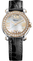 Chopard Happy Sport Round 5 Diamonds (RG / SS / White / MOP / Diamonds / Leather) 278509-6006