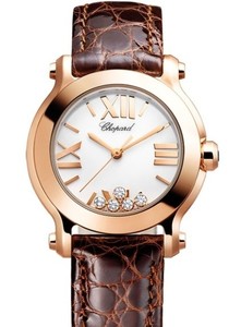 Chopard Happy Sport Round 5 Diamonds (RG / White / Diamonds / Leather) 274189-5010