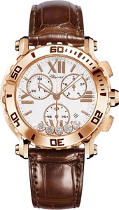 Chopard Happy Sport Round 5 Diamonds (RG / White / Leather) 283581-5001