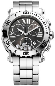 Chopard Happy Sport Round 5 Diamonds (SS / Gray / Leather) 288499-3008