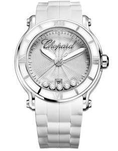 Chopard Happy Sport Round 5 Diamonds (SS / White / Diamonds / Rubber) 288525-3002
