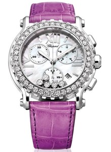 Chopard Happy Sport Round 5 Diamonds (WG / SS / MOP / Leather) 288506-2001