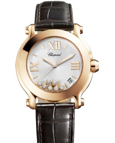 Chopard Happy Sport Round 7 Diamonds (RG / White / Diamonds / Leather) 277471-5013