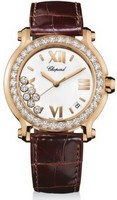 Chopard Happy Sport Round Edition 2 (RG-Diamonds / Silver / Leather) 277473-5001