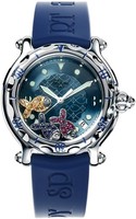 Chopard Happy Sport Round Fish (SS / Blue / Rubber) 288347-3012