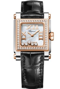 Chopard Happy Sport Square 5 Diamonds (RG / SS / White / Diamonds / Leather) 278516-6003
