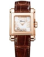 Chopard Happy Sport Square 5 Diamonds (RG / White / Diamonds / Rubber) 275349-5001