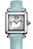 Chopard Happy Sport Square 7 Diamonds (SS / Silver / Leather) 278325-3006
