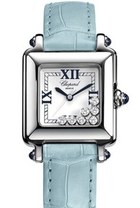 Chopard Happy Sport Square 7 Diamonds (SS / Silver / Leather) 278325-3006