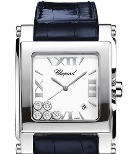 Chopard Happy Sport Square XL (SS / Silver / Leather) 288447-3001