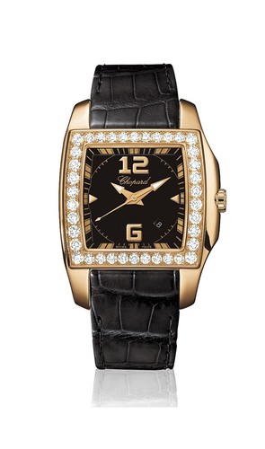 Chopard Two O Ten Lady (RG-Diamonds / Black / Leather) 137468-5001
