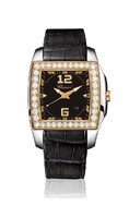 Chopard Two O Ten Lady (SS-RG-Diamonds / Black / Leather) 138473-9001