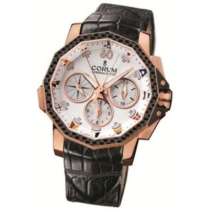 Corum Admirals Cup Challenge 44 Split Seconds (RG-Carbon / White/ Leather)