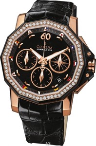 Corum Admirals Cup Chronograph 40 Diamonds (PG / Black / Diamonds)