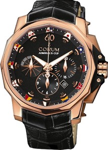 Corum Admirals Cup Chronograph 48 (RG / Black / Leather)