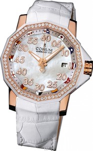 Corum Admiral's Cup Competition 40 (RG-Diamonds /White MOP /Leather)
