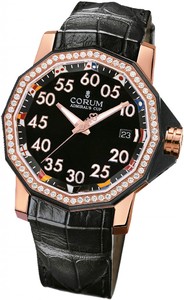 Corum Admirals Cup Competition 40 (RG / Diamonds / Black / Leather)