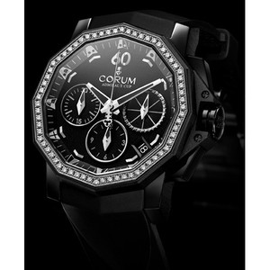 Corum Admirals Cup Competition 40 with Diamonds (SS / Black / Strap)