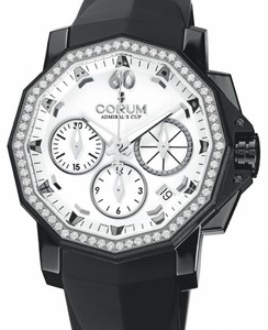 Corum Admirals Cup Competition 40 with Diamonds (SS / White / Strap)