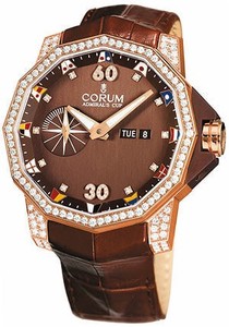 Corum Admirals Cup Competition 48 (RG-Diamonds / Brown / Leather)