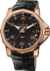 Corum Admirals Cup GMT 44 (RG / Black / Leather)