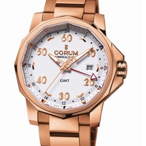 Corum Admirals Cup GMT 44 (RG / White / Bracelet)