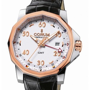 Corum Admirals Cup GMT 44 (SS / RG-White / Leather)