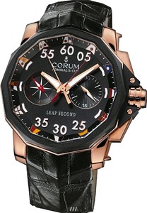 Corum Corum Admiral's Cup Leap Second 48 (RG / Black/ Leather)
