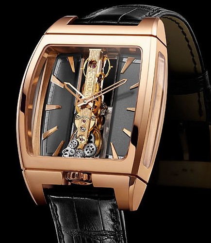 Corum Golden Bridge Automatic (RG / Slate Grey Skeleton / Leather Strap)